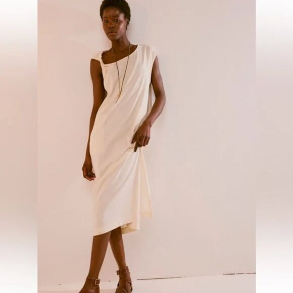 NWT Free People Drew Tee Twist Ivory Midi Dress - Picture 5 of 5